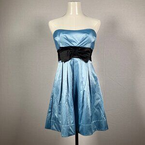 Glamour Blue Bow Short Strapless Sleeveless Party Dress Jr 5